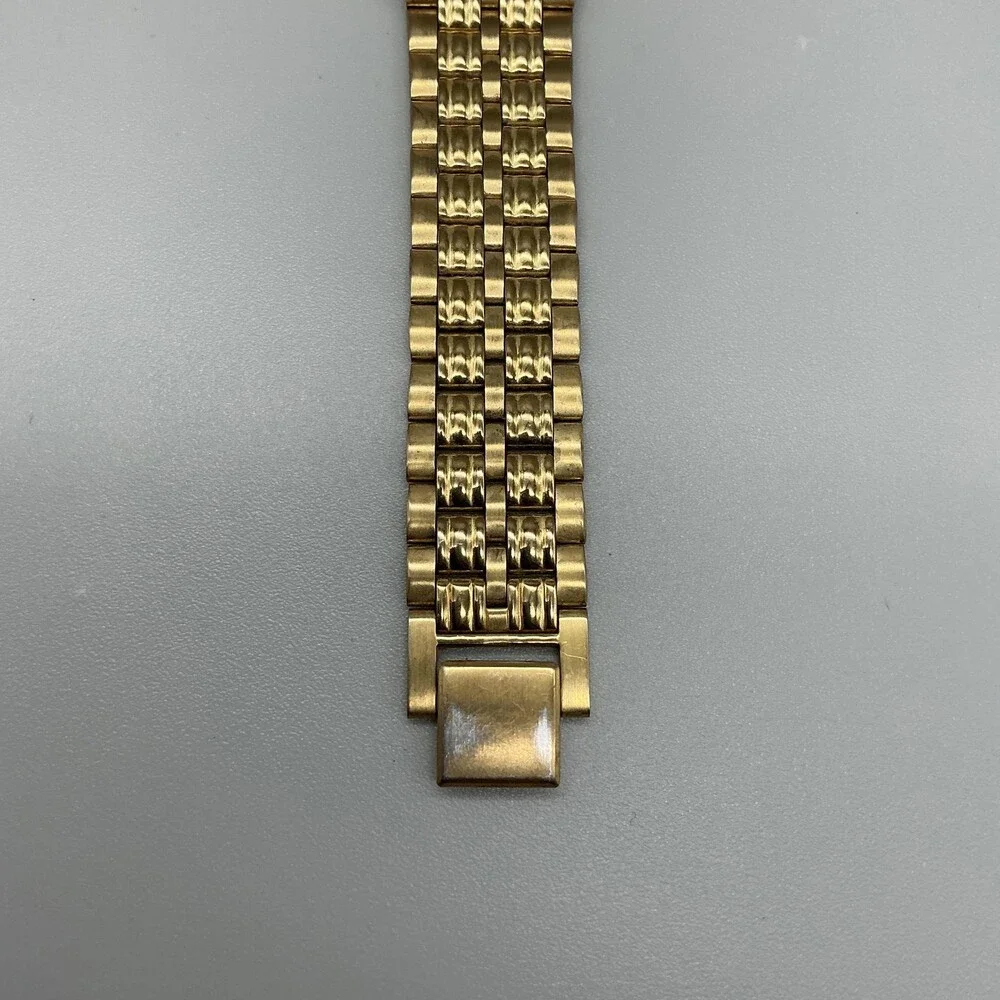 Pulsar Mens Watch 28mm Black Dial Gold Tone Day Date V733-5000 New Battery